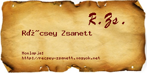 Récsey Zsanett névjegykártya